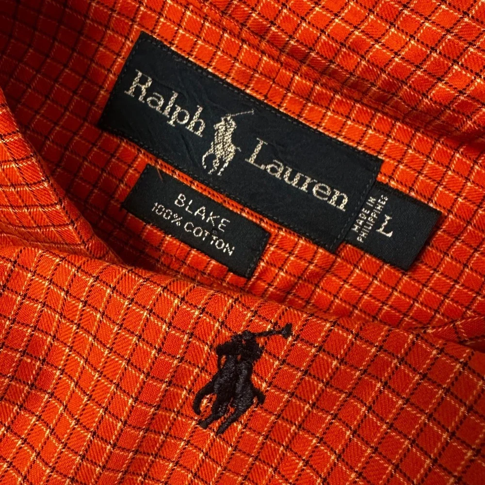 2- Ralph Lauren Button Down‎ Blake Shirts Mens Large Micro Gingham Check Plaid - Picture 7 of 14